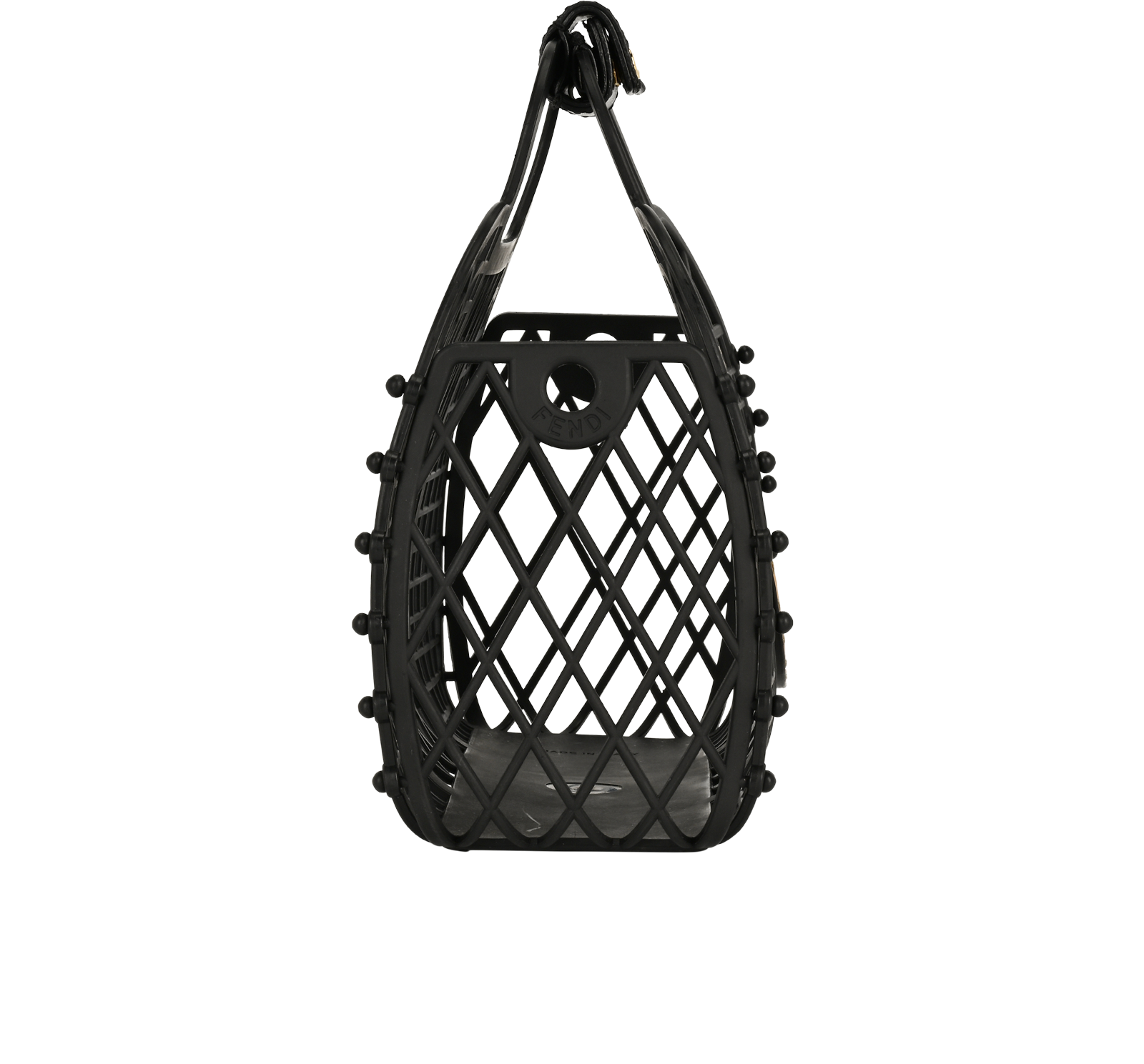 Small Plastic Basket Bag, &pound;450, Handbags, Black/Tan, Leather/Plastic, Side view